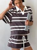 Aaren Drawstring Shorts Brown Stripe