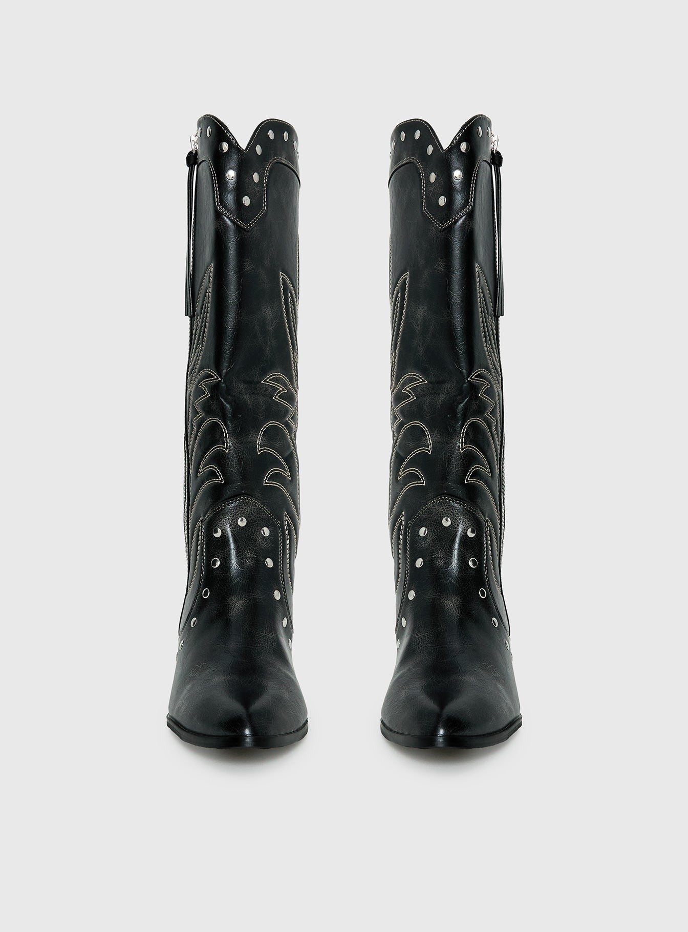 Austin Distressed Cowboy Boots Black
