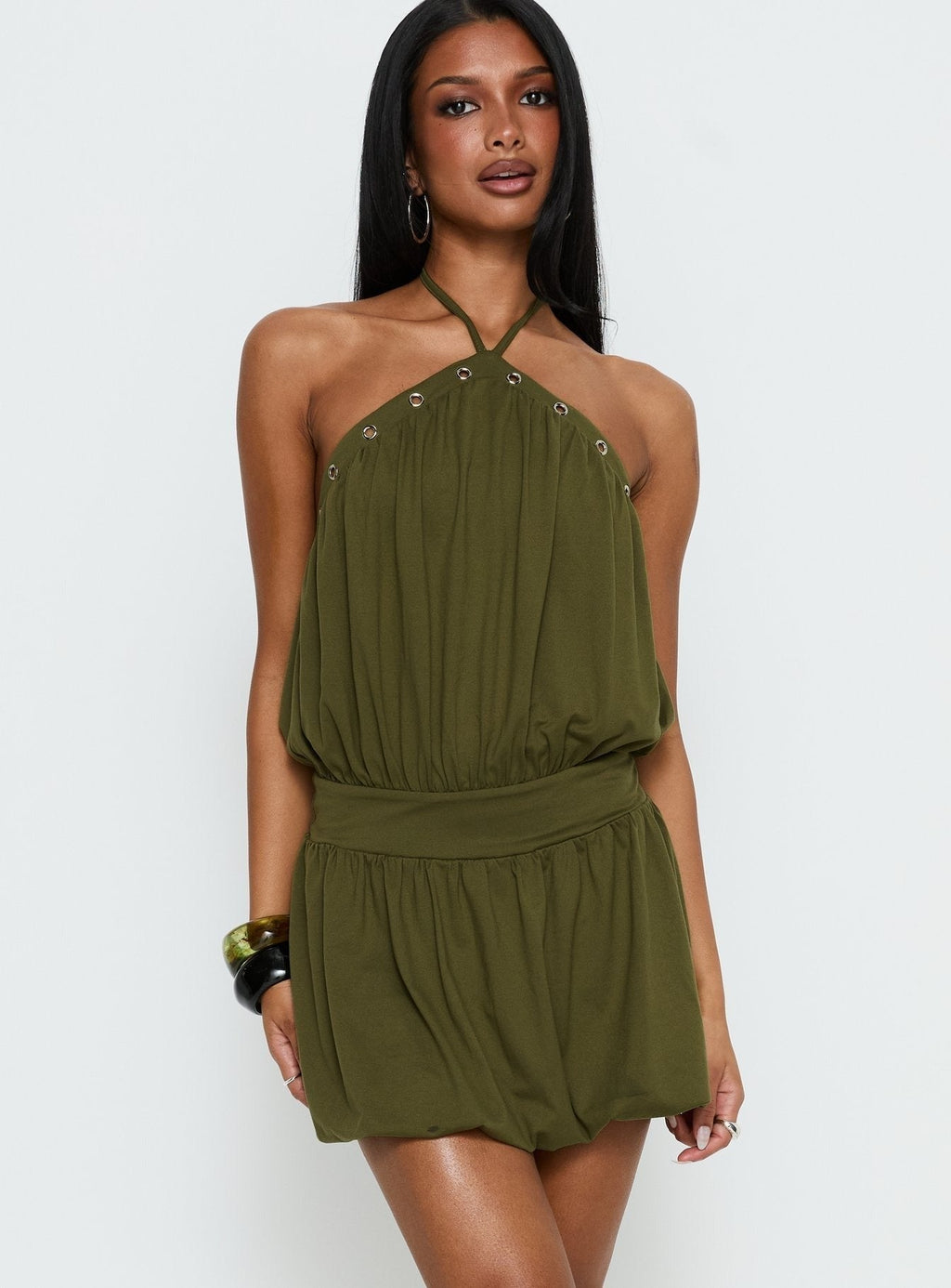 Sunnee Eyelet Detail Romper Green