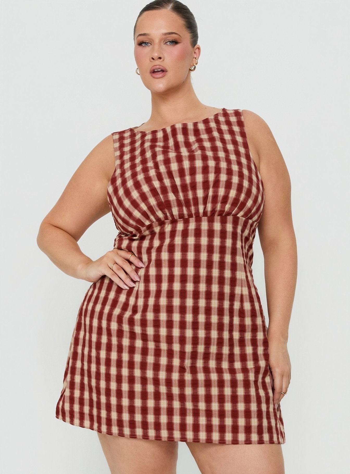 Sweet Somethings Mini Dress Red Check Curve