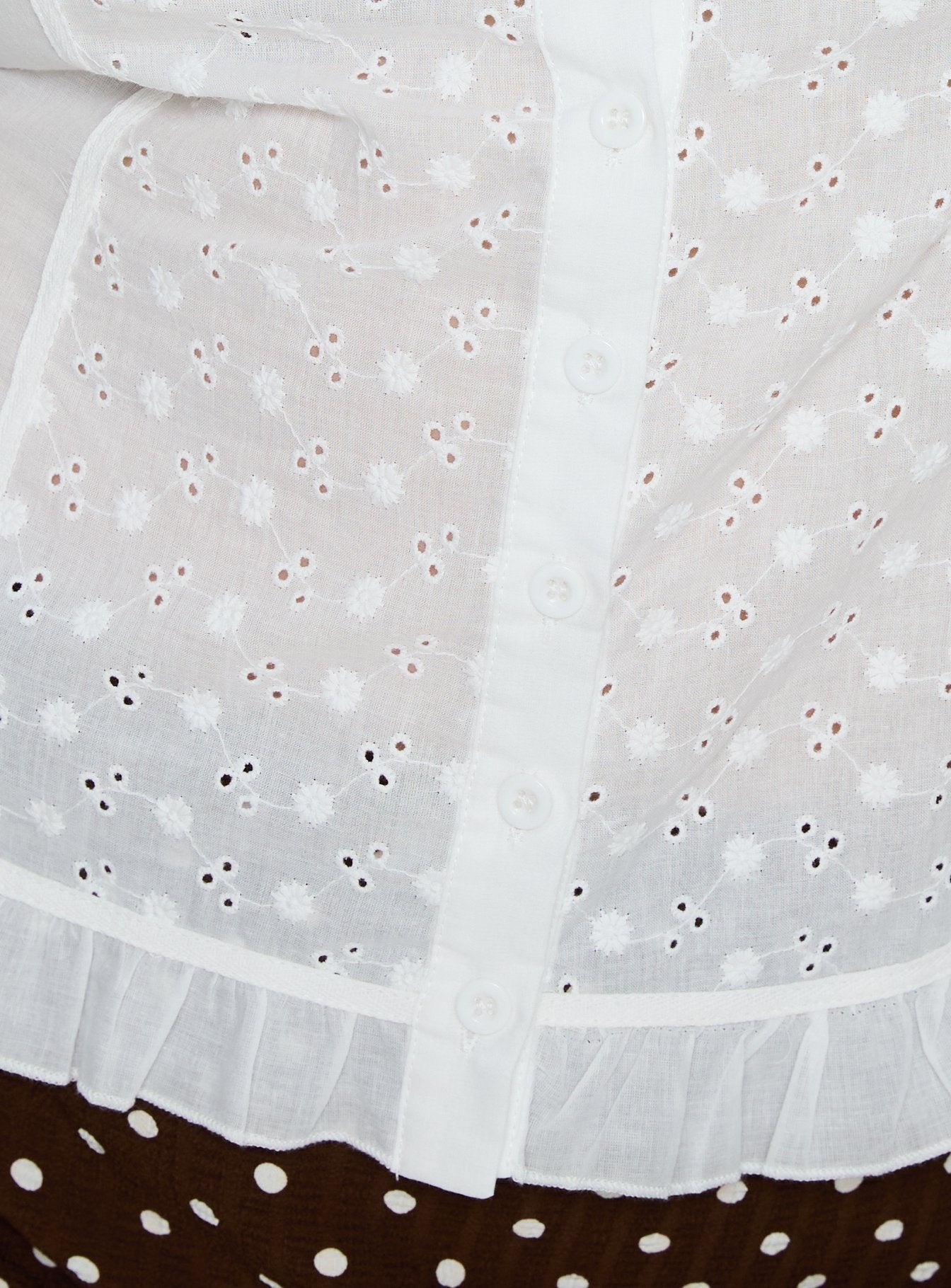 Caryann Frill Blouse Top White Curve