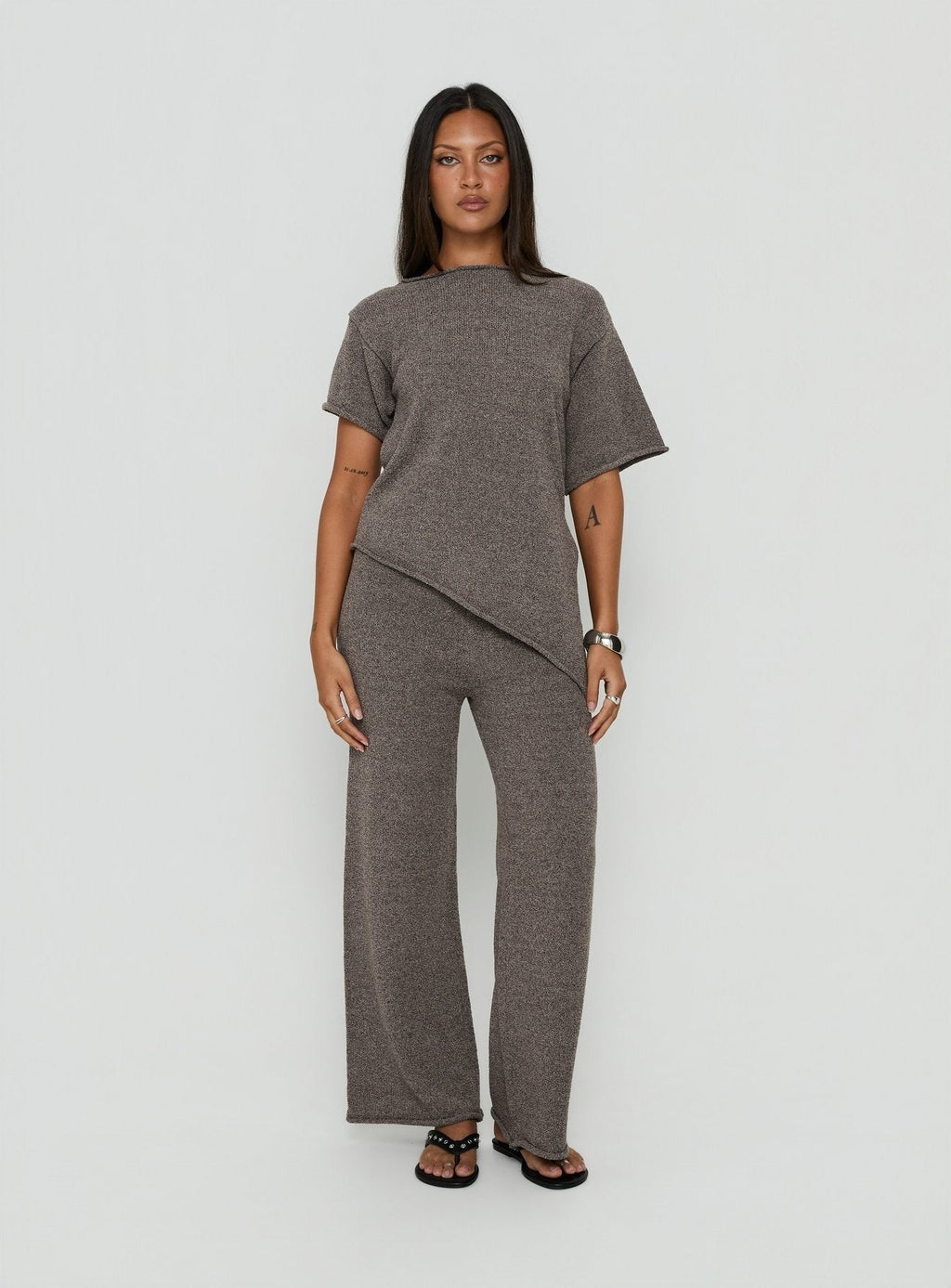 Calisse Knit Wide Leg Pants Mocha