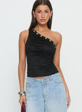 Sophy Studded One Shoulder Top Black