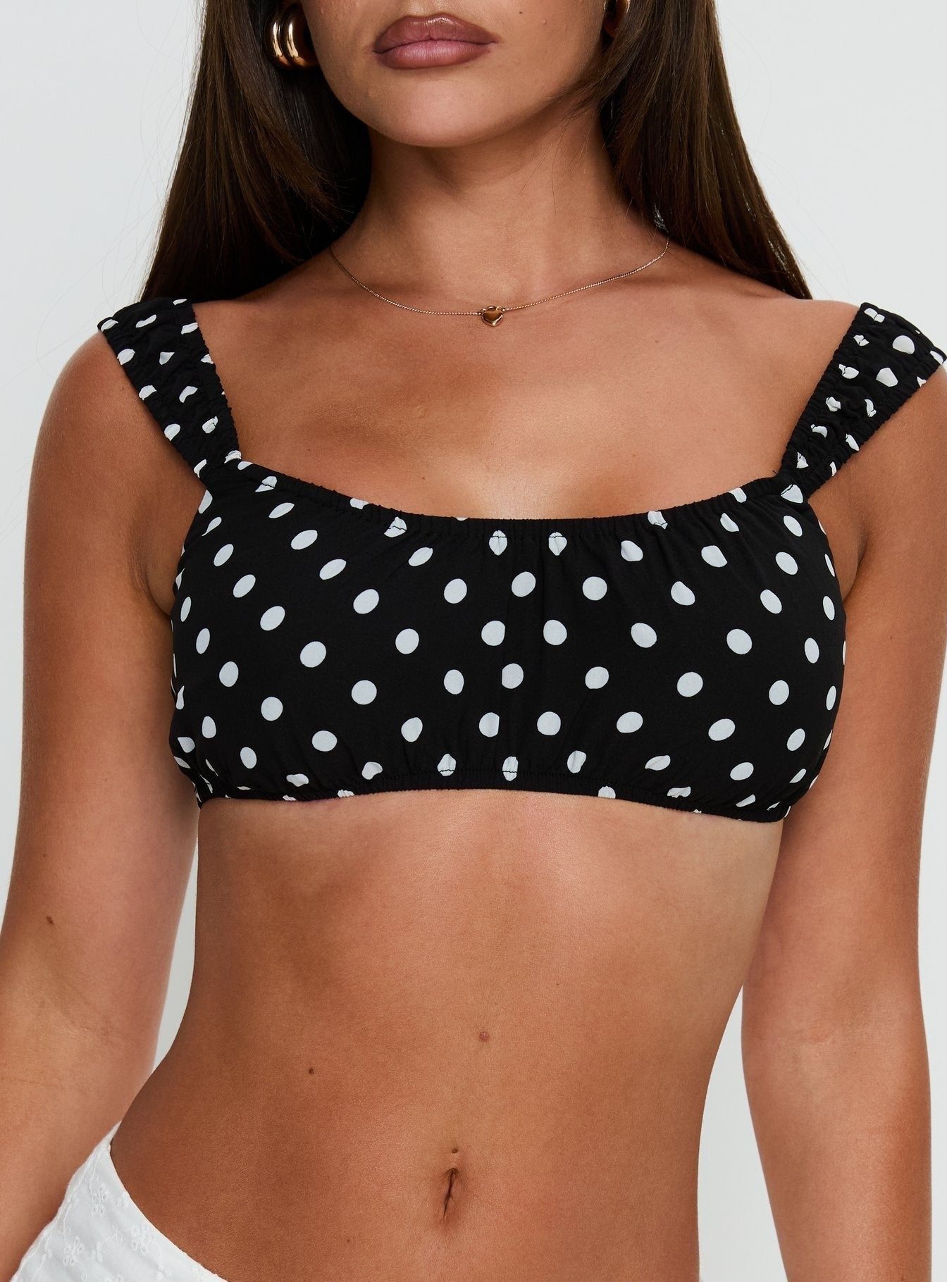 Perfect Timing Micro Crop Top Black Polka