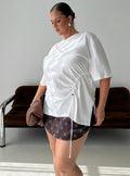 Agnessa Ruched Detail Oversized Tee White Curve