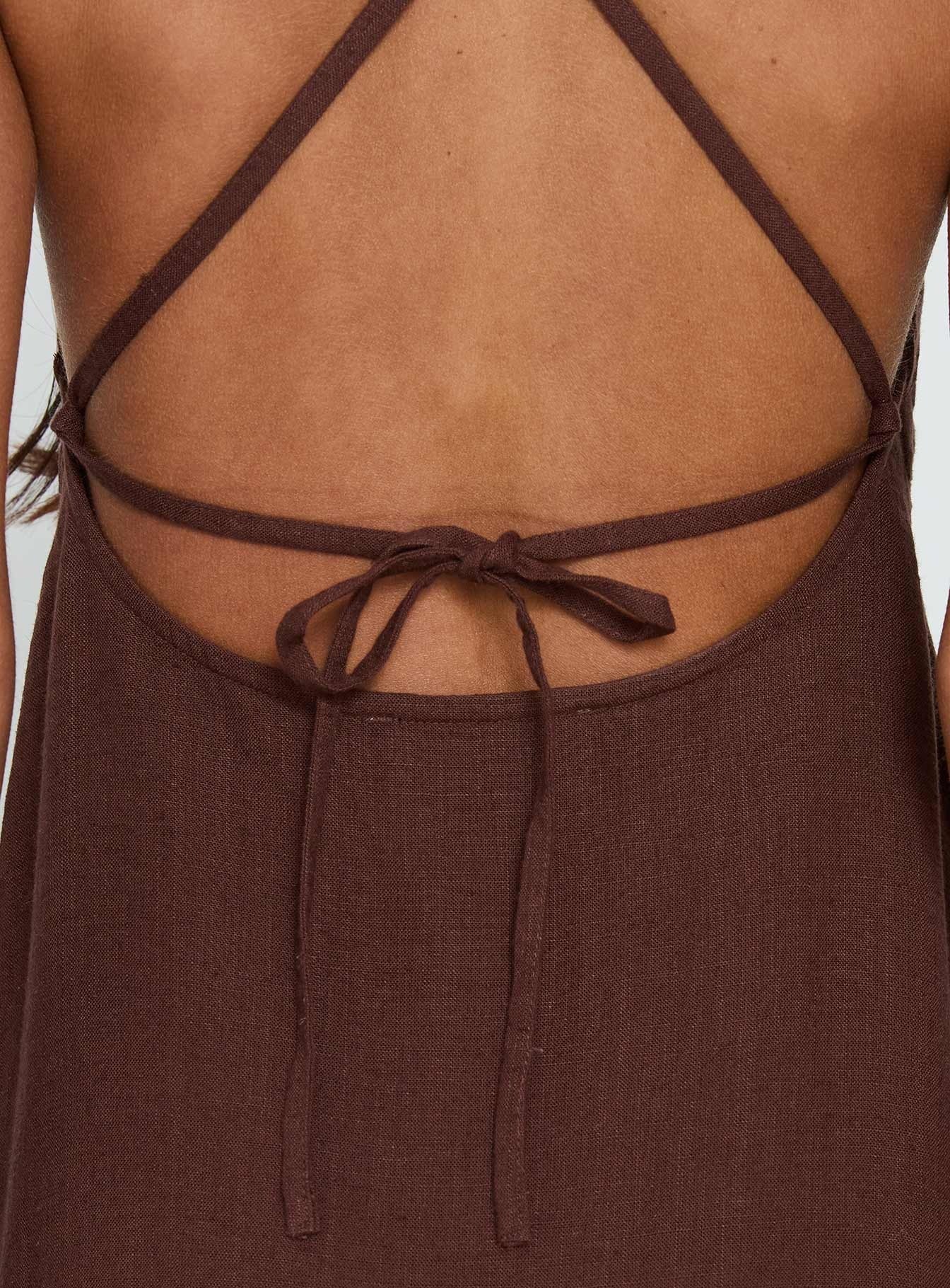 Solie Tie Back Maxi Dress Chocolate