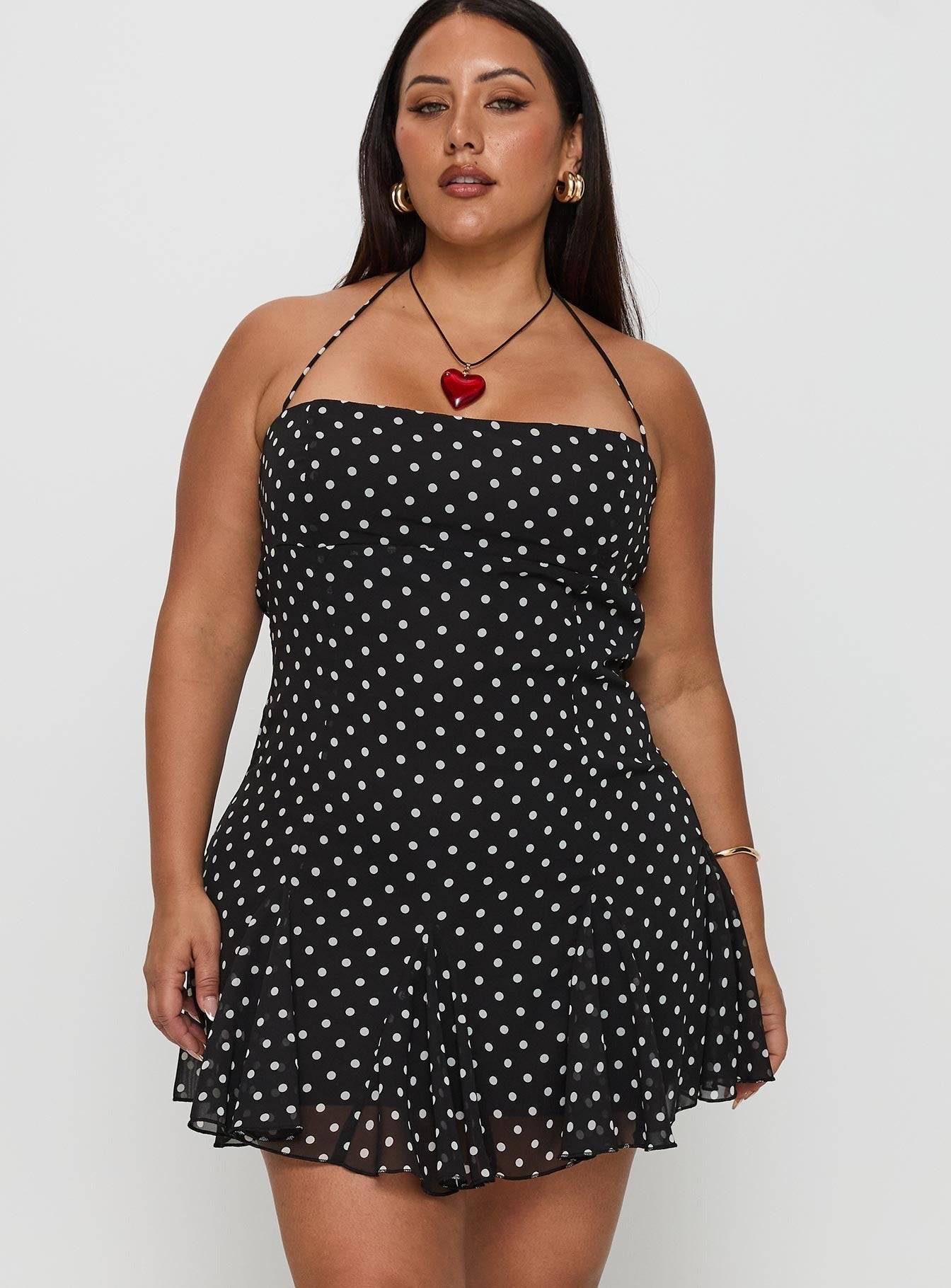 Delamere Mini Dress Black / White Polka Dot Curve