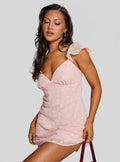 Savie Broderie Mini Dress Pink