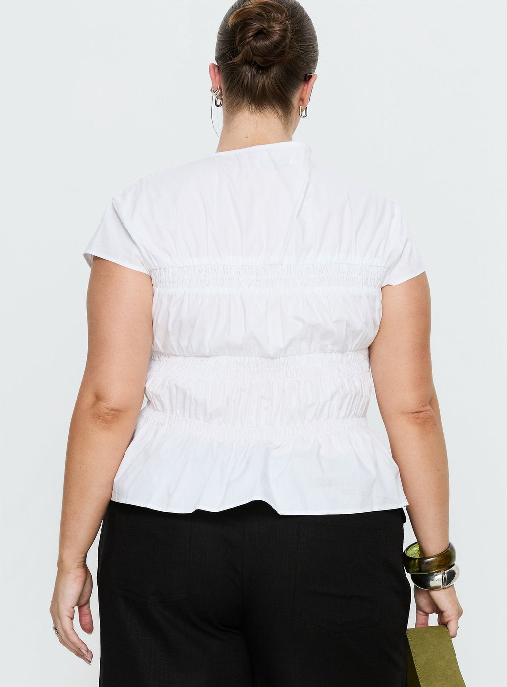 Dripping Diamonds Ruched Top White Curve