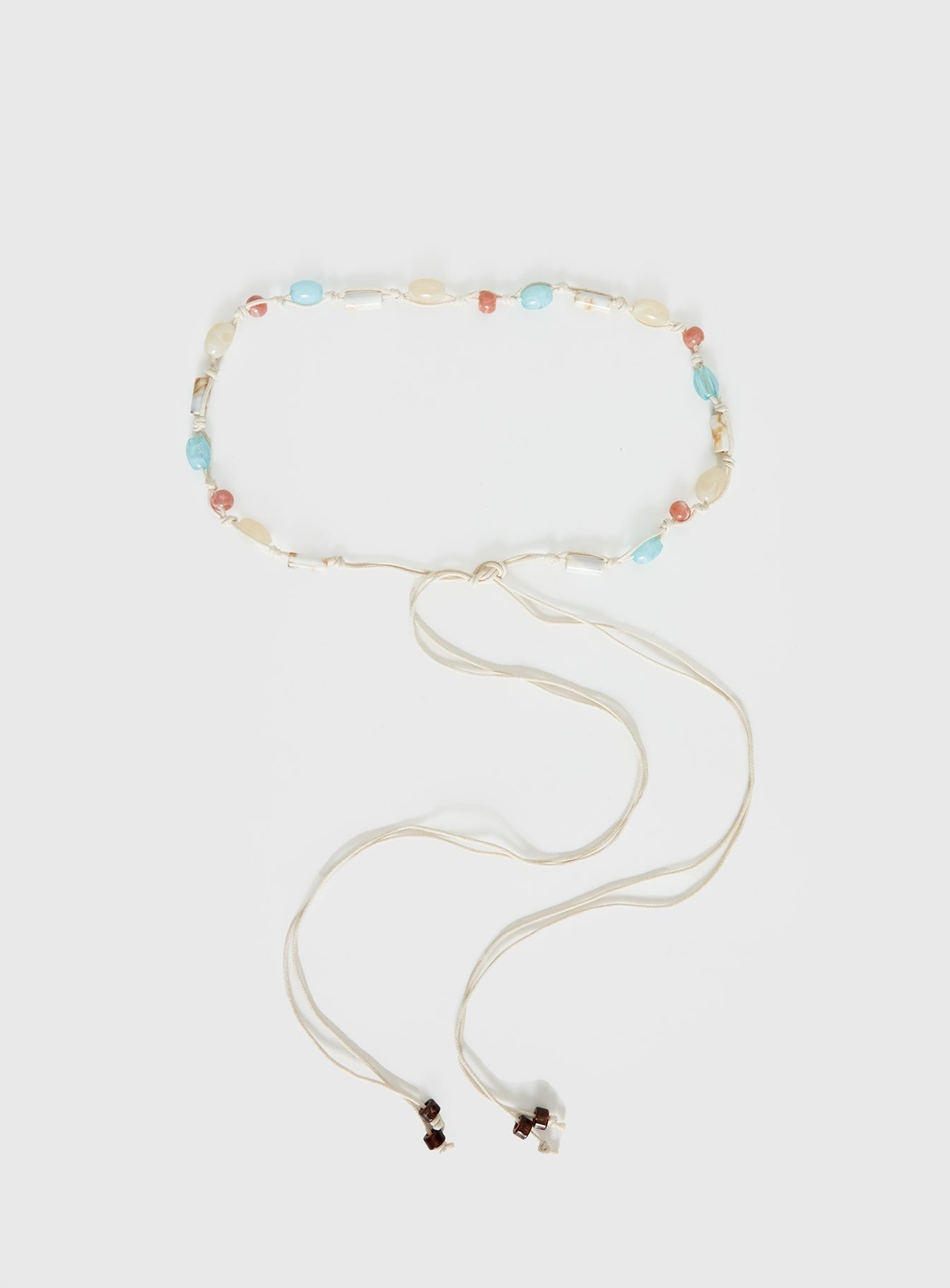 Angeleah Bead Detail Wrap Belt Blue / Beige