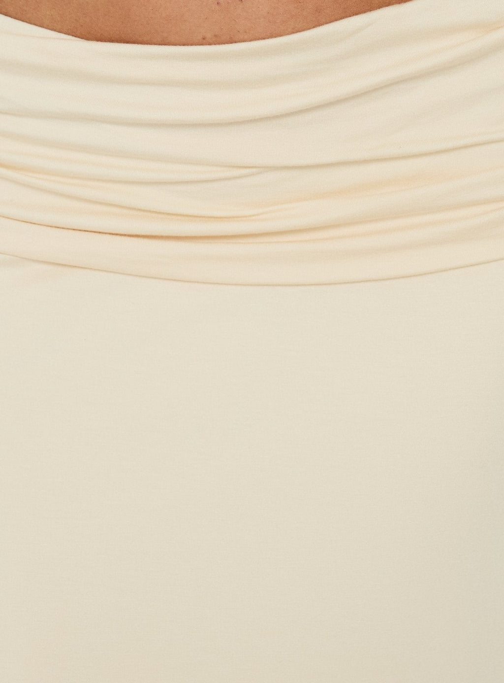 Sezzia Ruched Asymmetrical Midi Skirt Beige
