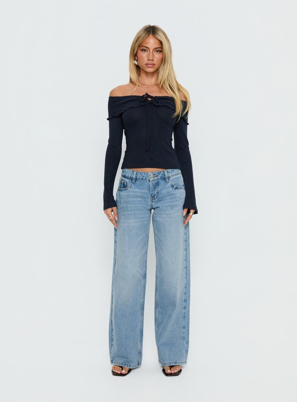 Ellanor Low Rise Slouch Denim Jean Washed Mid Blue Wash