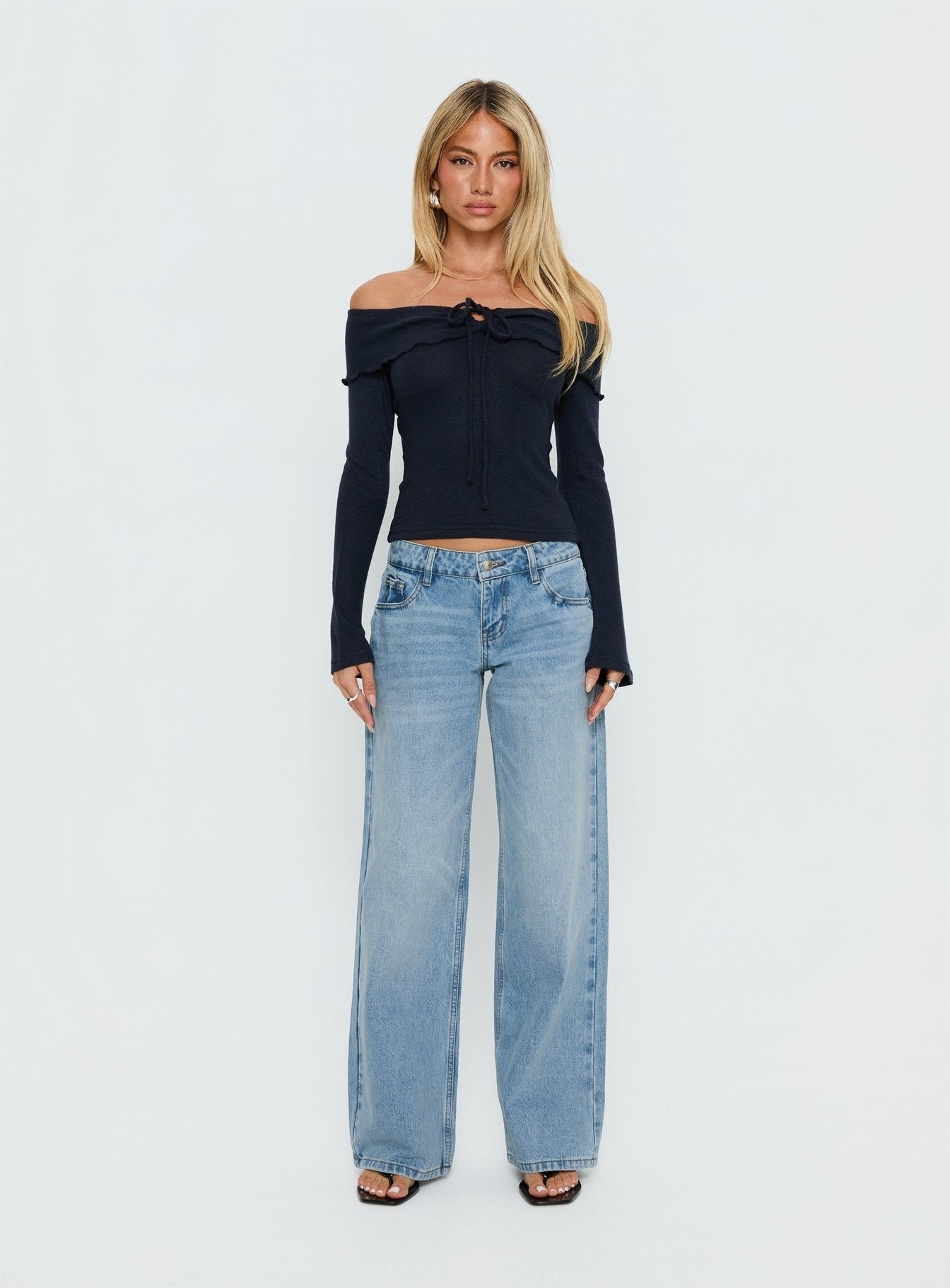 Ellanor Low Rise Slouch Denim Jean Washed Mid Blue Wash