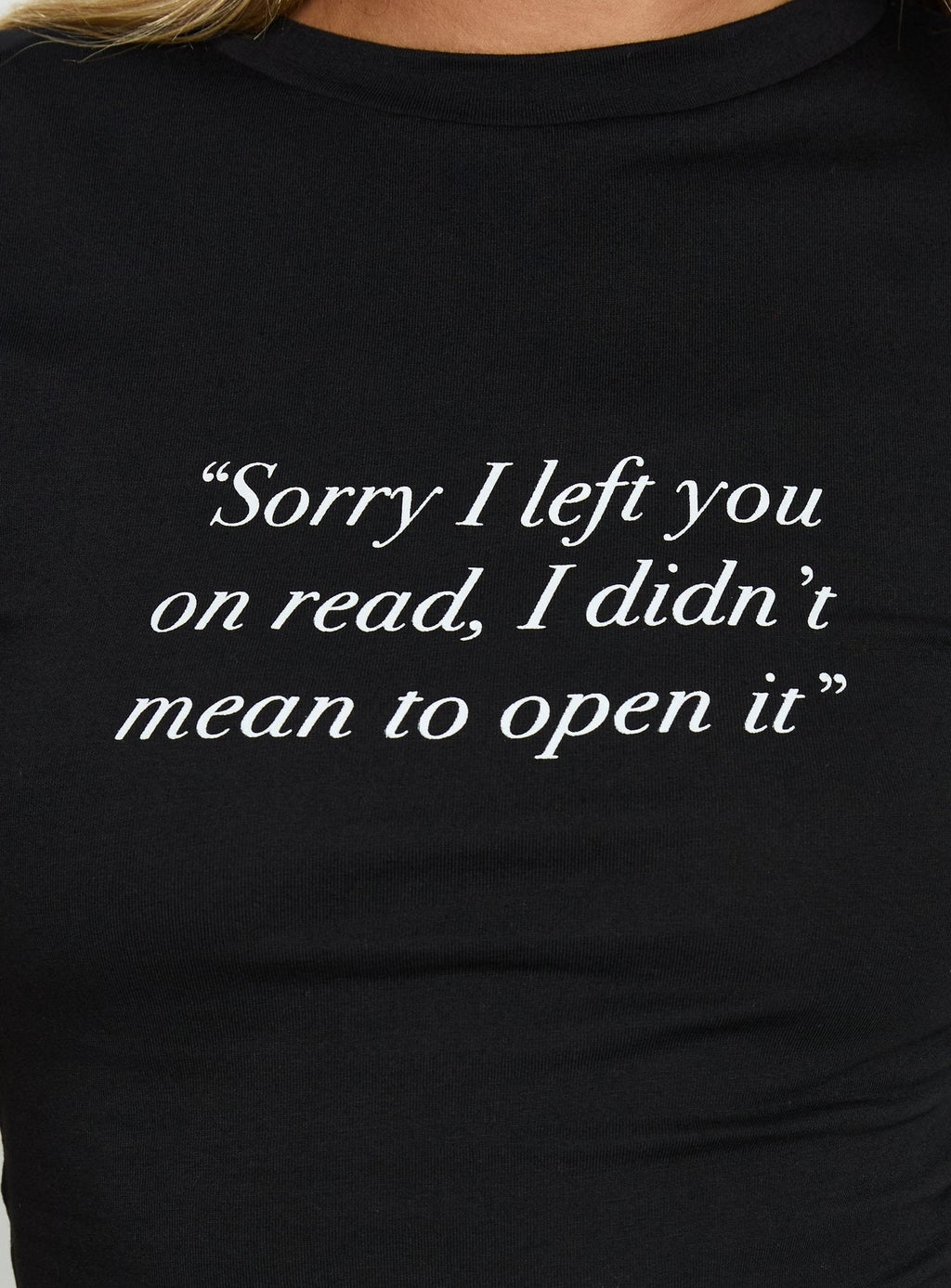 Read Receipts Graphic Baby Tee Black