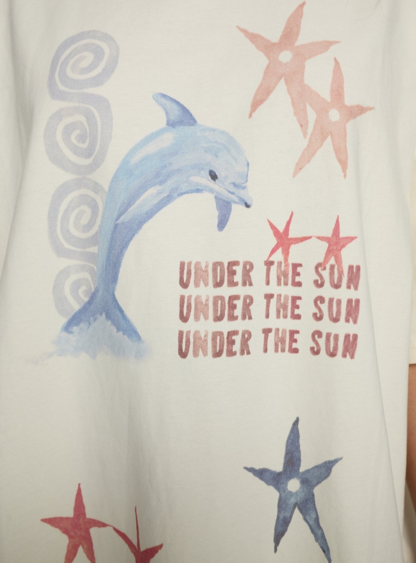 Under The Sun Oversized Graphic Tee Washed Cream