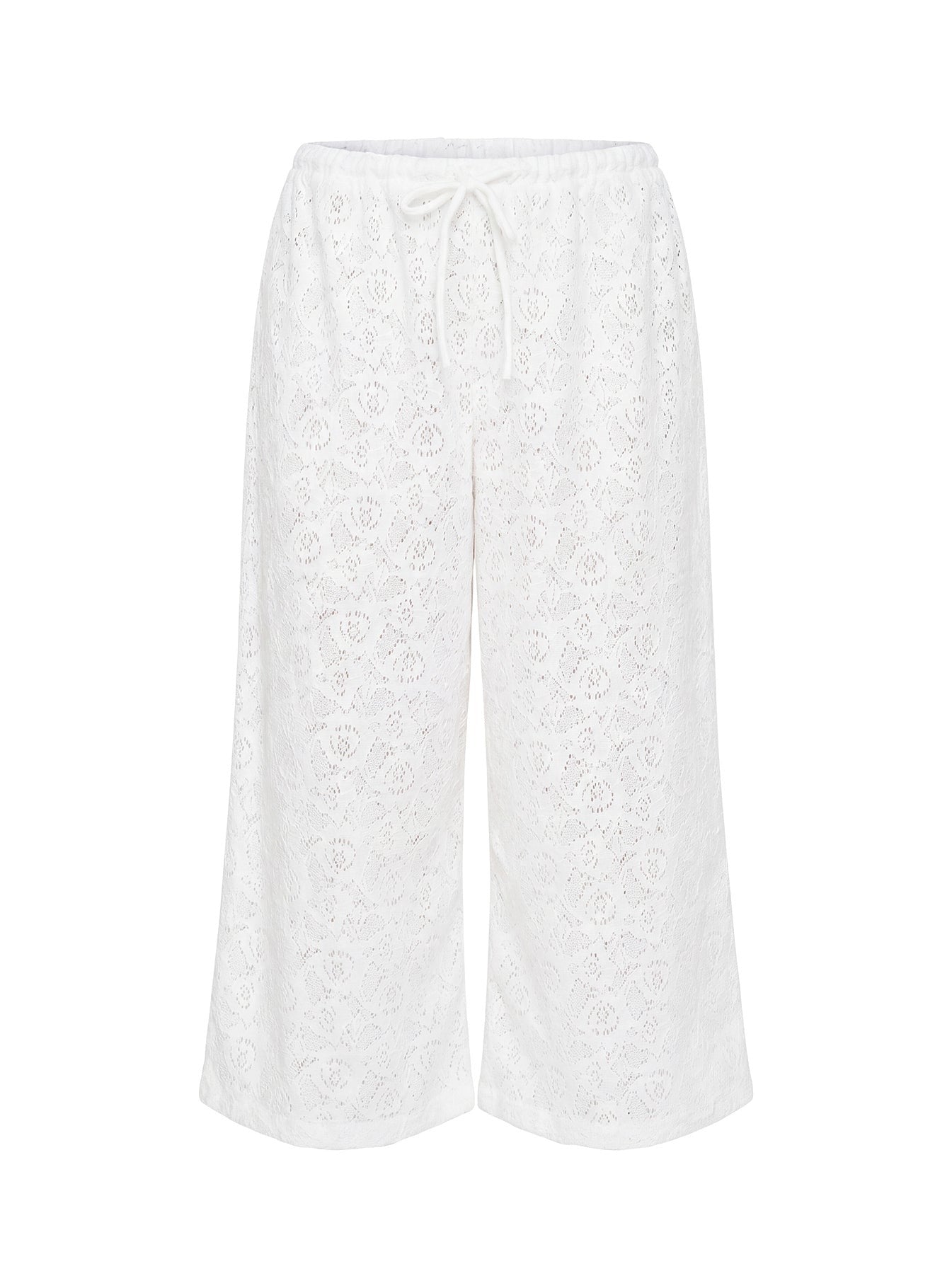 Kiss Me Quick 3/4 Lace Drawstring Pants White