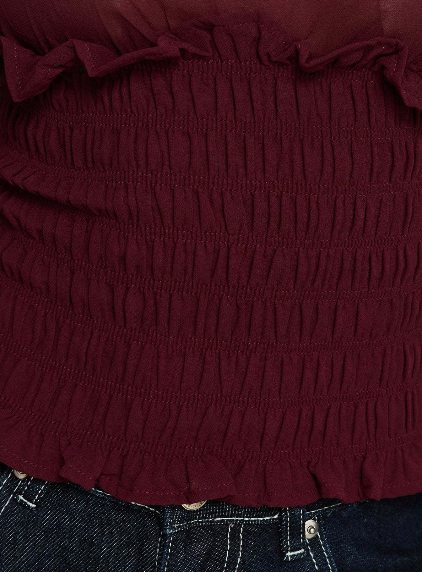 Fever Kiss Chiffon Ruched Top Wine