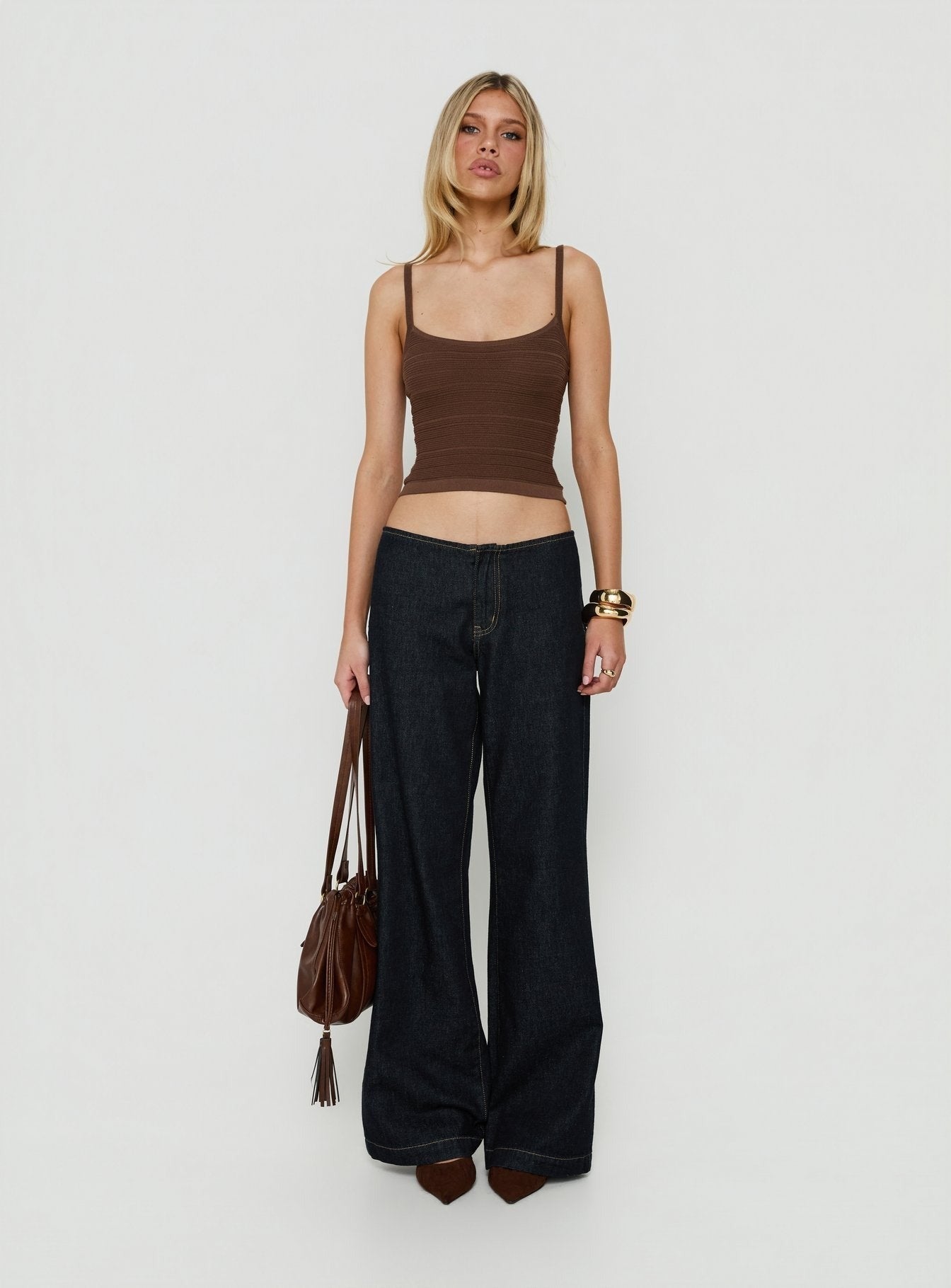 Wilah Knit Tank Top Brown