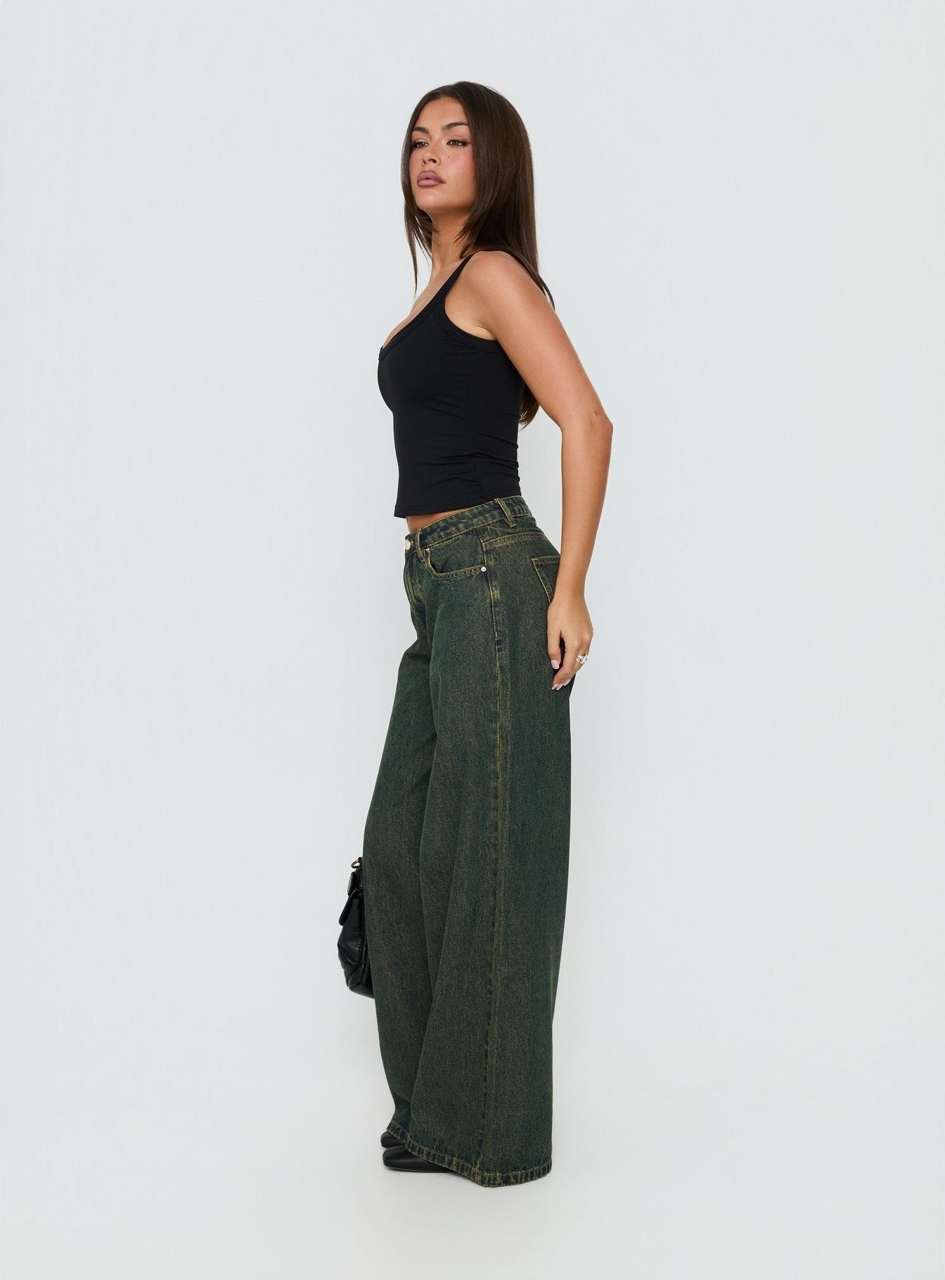 Naylor Mid Rise Wide Leg Jeans Grunge Wash