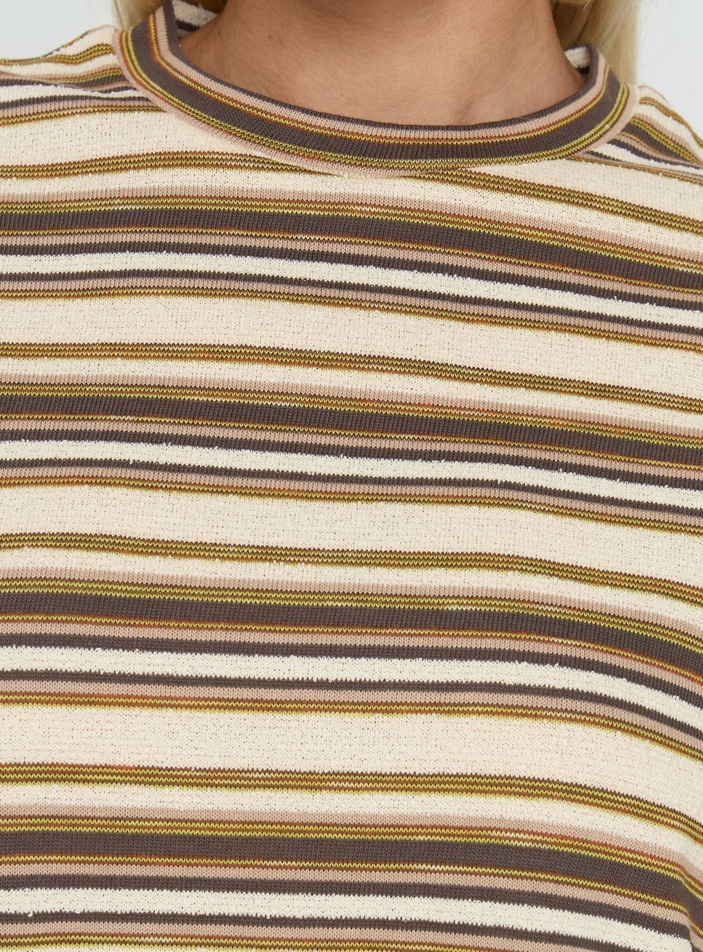 Rubez Terry Towelling Boxy Top Brown Stripe